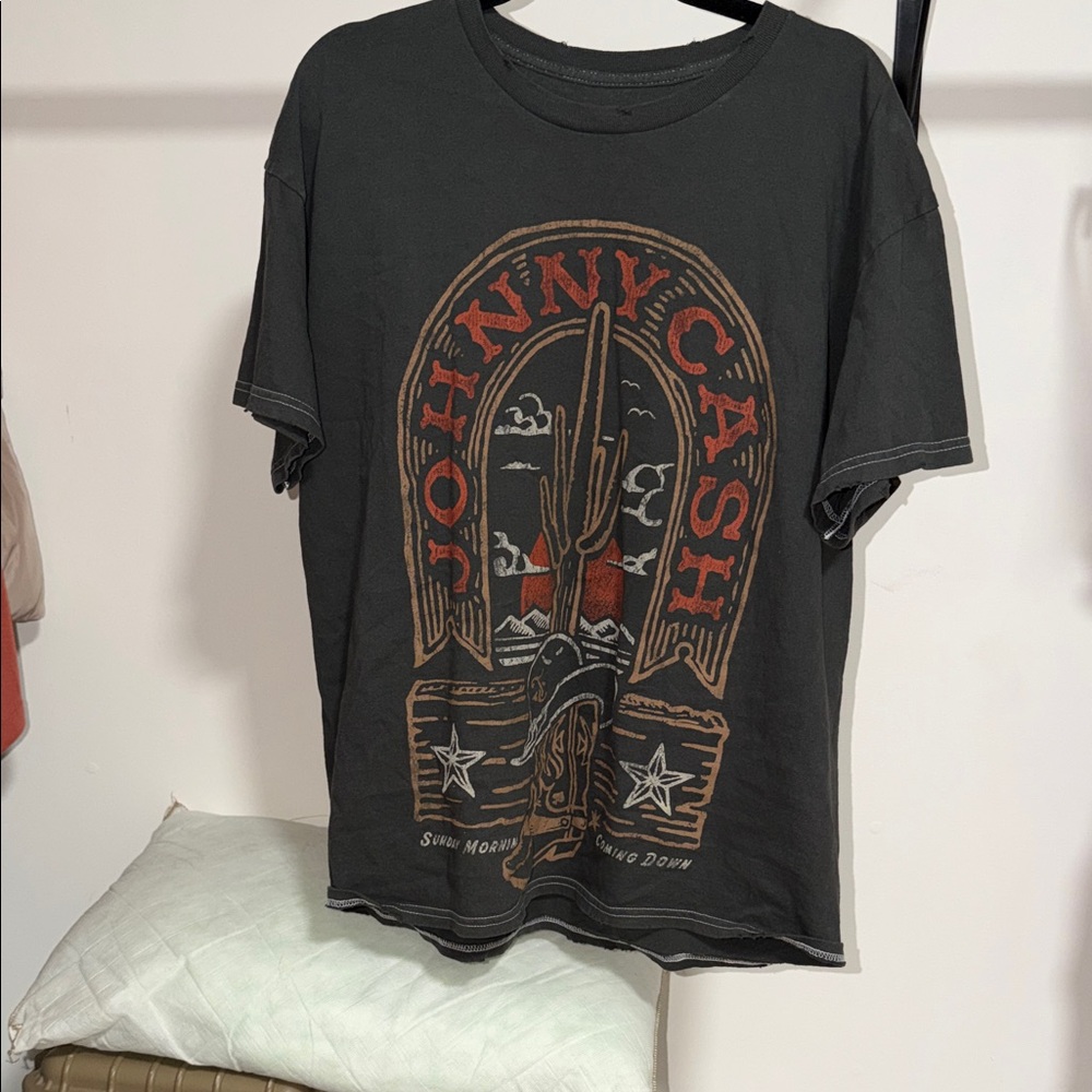 Johnny Cash Graphic Oversized Tee- Black
